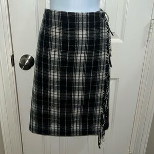 Black & White Plaid Wrap Skirt